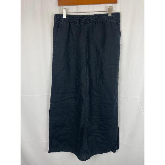 Garnet Hill Women's Black Linen Elastic Waist Pull On Maxi Skirt 42728 Size 4 - Picture 1 of 8